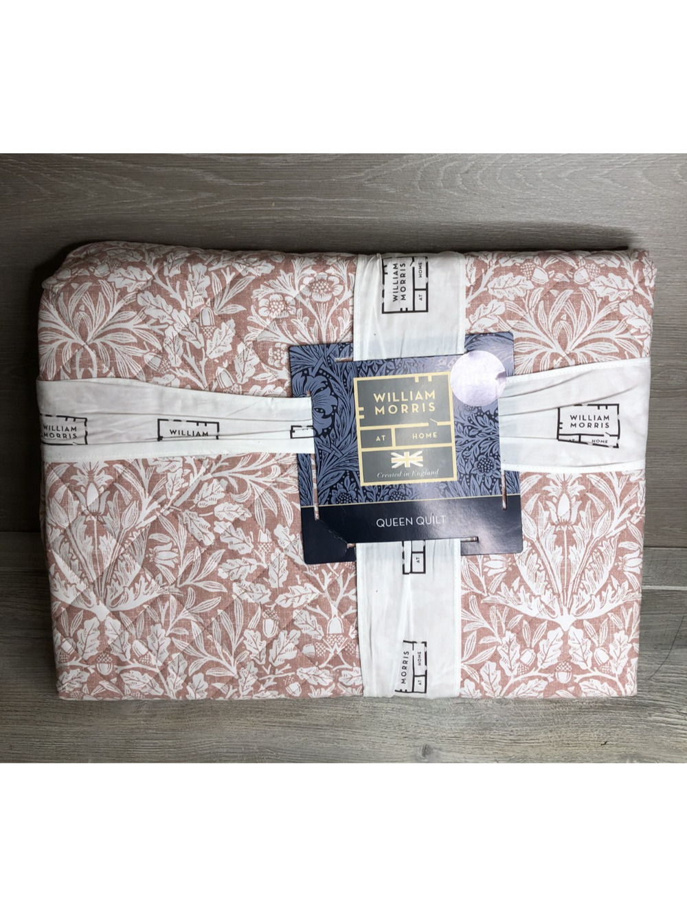 WILLIAM MORRIS Acorn Brick Floral Queen Quilt Coverlet